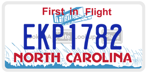EKP1782 license plate in North Carolina
