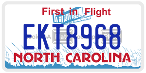 EKT8968 license plate in North Carolina