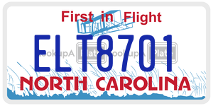 ELT8701 license plate in North Carolina