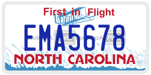 EMA5678  license plate in NC