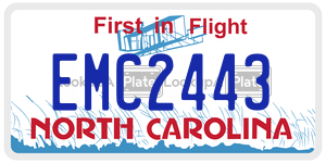 EMC2443 license plate in North Carolina