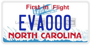 EVA000 license plate in North Carolina