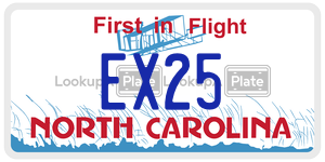 EX25 license plate in North Carolina