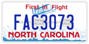 FAC3073 license plate in North Carolina
