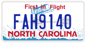 FAH9140 license plate in North Carolina
