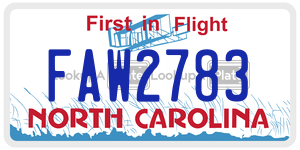 FAW2783 license plate in North Carolina