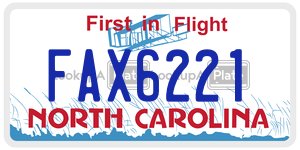 FAX6221  license plate in NC