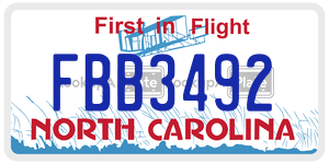 FBB3492 license plate in North Carolina