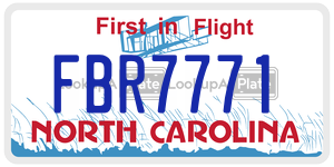 FBR7771 license plate in North Carolina