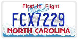 FCX7229 license plate in North Carolina