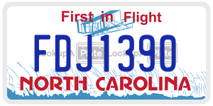 FDJ1390  license plate in NC