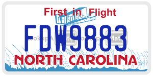 FDW9883  license plate in NC