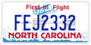 FEJ2332  license plate in NC
