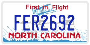 FER2692 license plate in North Carolina