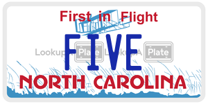 FIVE license plate in North Carolina