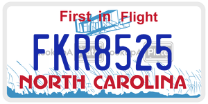 FKR8525 license plate in North Carolina