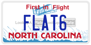 FLAT6 license plate in North Carolina