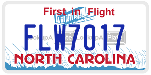 FLW7017 license plate in North Carolina