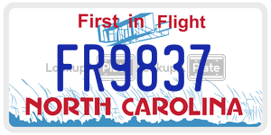 FR9837 license plate in North Carolina
