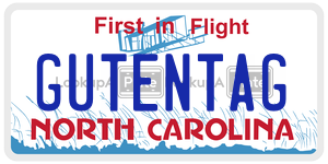 GUTENTAG license plate in North Carolina