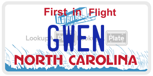 GWEN license plate in North Carolina