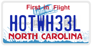 H0TWH33L  license plate in NC
