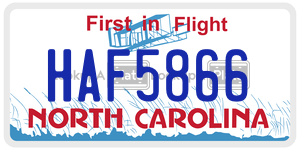 HAF5866  license plate in NC
