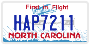 HAP7211 license plate in North Carolina