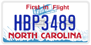 HBP3489  license plate in NC