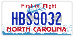 HBS9032 license plate in North Carolina