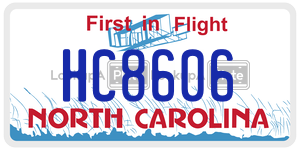 HC8606 license plate in North Carolina