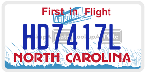 HD7417L license plate in North Carolina