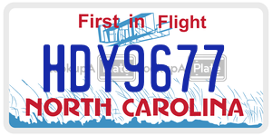 HDY9677 license plate in North Carolina