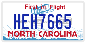 HEH7665 license plate in North Carolina