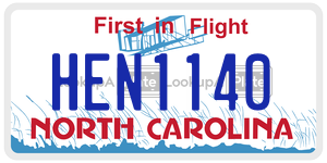 HEN1140 license plate in North Carolina