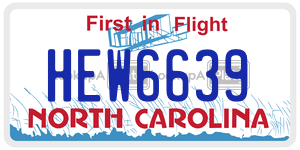 HEW6639 license plate in North Carolina