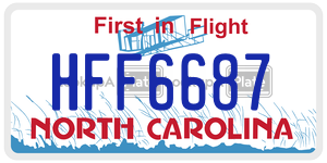 HFF6687 license plate in North Carolina