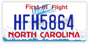 HFH5864 license plate in North Carolina