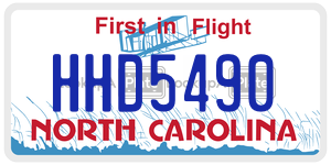 HHD5490 license plate in North Carolina