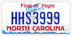 HHS3999 license plate in North Carolina