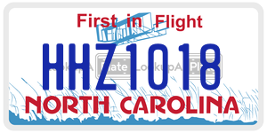 HHZ1018 license plate in North Carolina