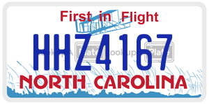 HHZ4167  license plate in NC