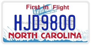 HJD9800  license plate in NC