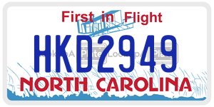 HKD2949 license plate in North Carolina