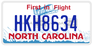 HKH8634 license plate in North Carolina