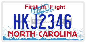 HKJ2346  license plate in NC