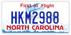 HKM2988 license plate in North Carolina