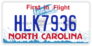 HLK7936 license plate in North Carolina