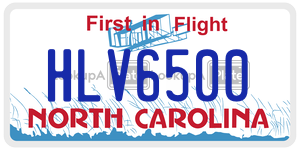 HLV6500 license plate in North Carolina