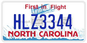 HLZ3344 license plate in North Carolina